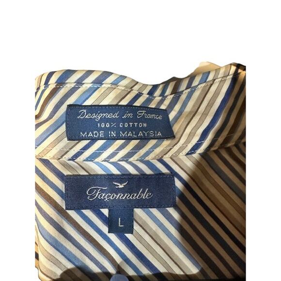 Faconnable White Multi-Color Striped Long Sleeve Button Down Shirt Women Sz L - Picture 7 of 8